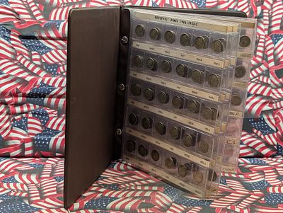 Incomplete 1946-2008 Roosevelt Dime Collection In Binder, (48) 90% Silver and (69) Clad Coins 