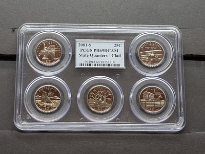 US 2001-S Five State Quarters Set, Clad, PCGS PR69DCAM Books for $127 Condition PLEASE NOTE 