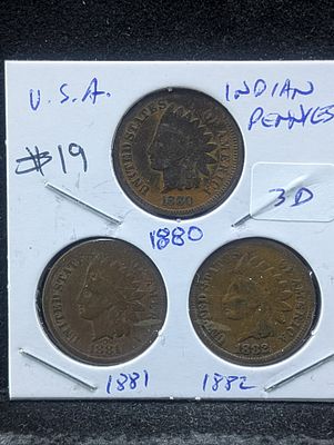 1880, 1881, & 1882 Indian Head Cents. 1880, 1881, &amp; 1882 Indian Head Cents Condition PLEASE 