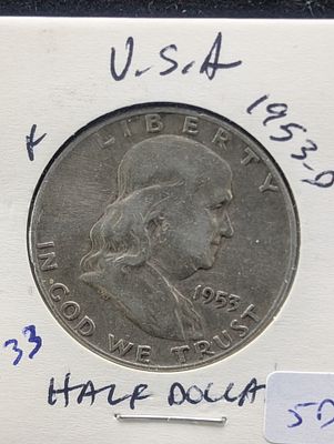 1953-D Silver Franklin Half Dollar Condition PLEASE NOTE Some coins may have a grade on the 