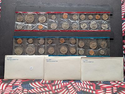 1978 P&D, 1979 P&D, 1980 P&D Mint Uncirculated Sets All In OGP (37 Coins Total). 1978 P&amp;D 