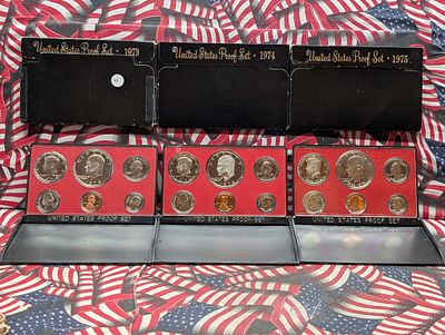 1973-S, 1974-S, 1975-S U.S. Mint Proof Sets All In OGP Condition PLEASE NOTE Some coins may 
