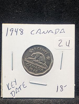 1948 Key Date Canadian Nickel Condition PLEASE NOTE Some coins may have a grade on the package 