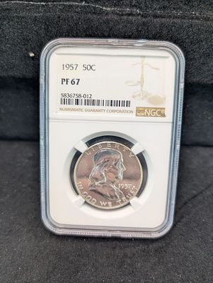US 1957 Franklin Half Dollar, Silver, KM-199, PF 67 Condition PLEASE NOTE Some coins may have a 