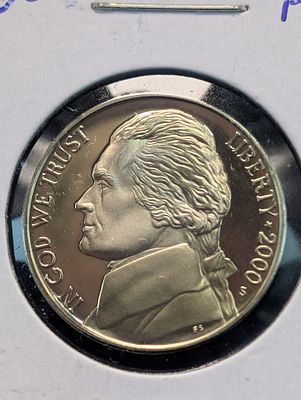 US 2000-S Jefferson Nickel, Copper-Nickel, KM-A192, Proof Condition PLEASE NOTE Some coins may 