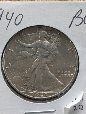 1940 Walking Liberty Half Dollar, 90% Silver Condition PLEASE NOTE Some coins may have a grade 