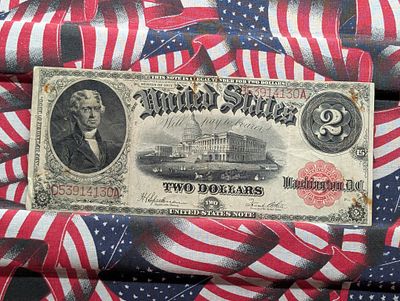 Large 1917 Series $2.00 United States Note w/ Pinhole & Rust. Large 1917 Series $2.00 United 