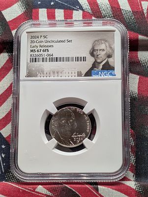 2024-P Jefferson Nickel - NGC MS67 6FS - Early Release Condition PLEASE NOTE Some coins may 