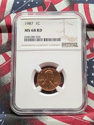 1987 Lincoln Memorial Cent - NGC MS68 RD Condition PLEASE NOTE Some coins may have a grade on 