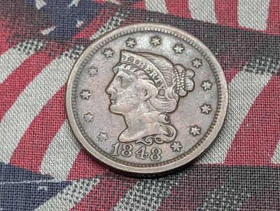 1848 Braided Hair Large Cent Condition PLEASE NOTE Some coins may have a grade on the package 