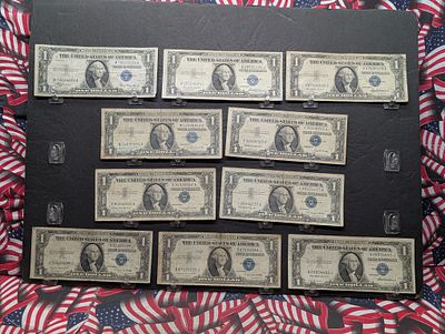 Ten Various 1935 & 1957 Series $1.00 Silver Certificates Including Star Notes - (1) 1935, (2) 
