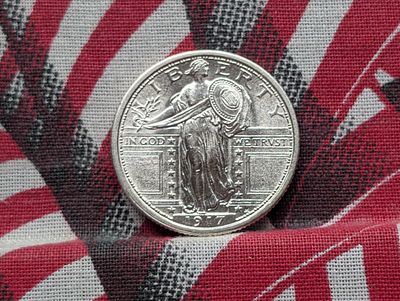 1917 Type 1 Standing Liberty Silver Quarter. Condition PLEASE NOTE Some coins may have a grade 