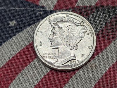 1916 FSB Mercury Silver Dime. Condition PLEASE NOTE Some coins may have a grade on the package 
