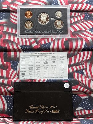 1993-S US Mint Silver Proof Set in OGP w/COA - Three 90% Silver Coins Condition PLEASE NOTE 