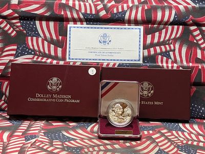 1999-P Dolley Madison Commemorative 90% Silver Dollar in OGP w/COA, 26.73g Condition PLEASE 