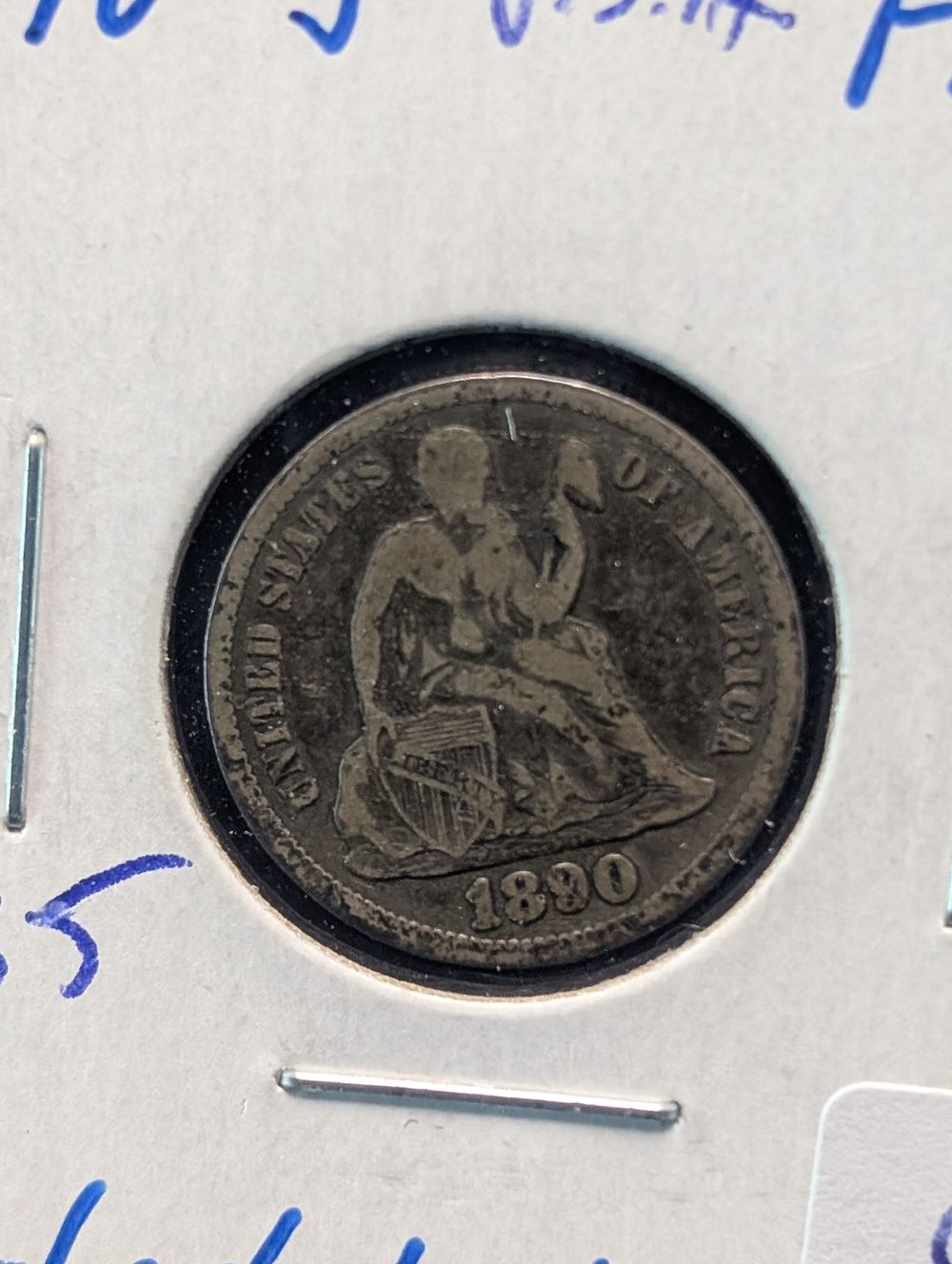 1890-S Silver Seated Liberty Dime
Condition 
PLEASE NOTE Some coins may have a grade on the 