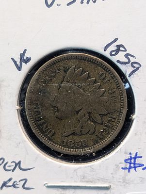 1859 Copper Nickel Indian Head Penny - Pre Civil War! - Counter Stamped! Condition PLEASE NOTE 