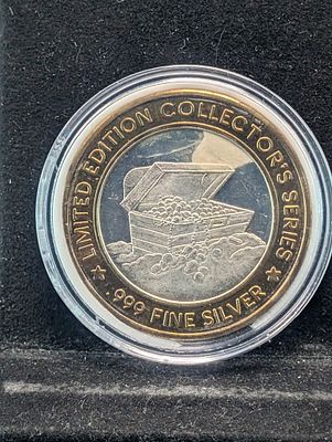 US Treasure Chest Casino Gaming Token, .999 Fine Silver Center Condition PLEASE NOTE Some coins 