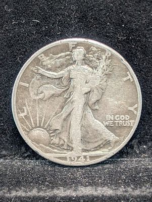 1941 90% Silver Walking Liberty Half Dollar, 85 years old Condition PLEASE NOTE Some coins may 