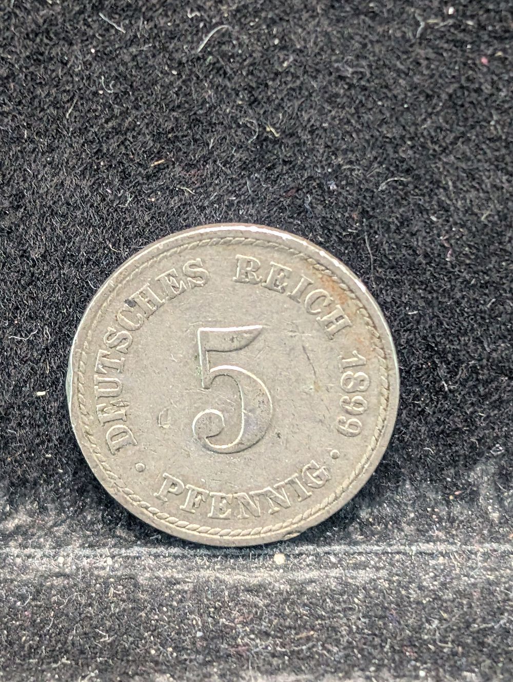 1899-A German 5 Pfennig, 127 Years Old!
Condition 
PLEASE NOTE Some coins may have a grade on 