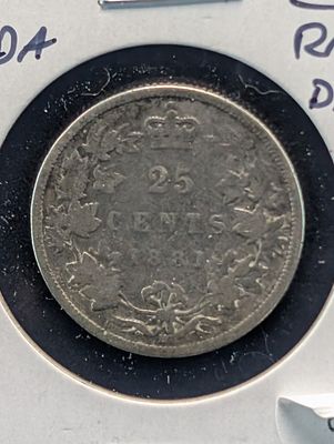 1881-H Canada 25 Cents. Rare Date - 92.5% Silver Condition PLEASE NOTE Some coins may have a 