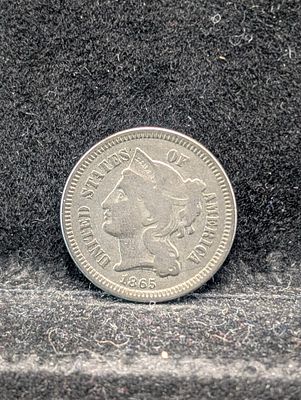 US 1865 Three Cent Nickel, Copper-Nickel, KM-95 Condition PLEASE NOTE Some coins may have a 