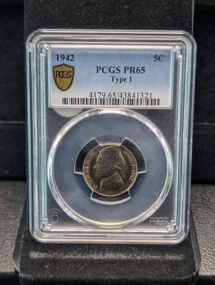 US 1942 Jefferson Nickel, Type 1, PCGS PR65 Condition PLEASE NOTE Some coins may have a grade 