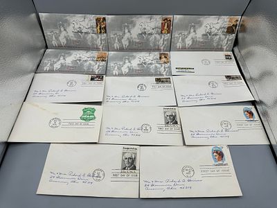 A Collection of Fourteen United States First Day Covers and Souvenir Sheets 