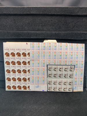 Three Sheets of US 1982-2000 Love Series Issues, Scott #1951, #2251, #3373 