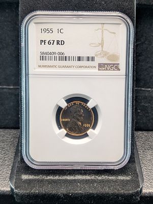 1955 Lincoln Wheat Cent, Graded PF 67 RD By NGC Condition PLEASE NOTE Some coins may have a 