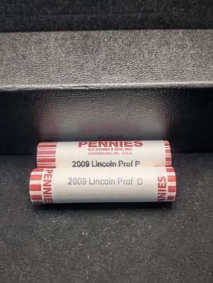 2009-P & 2009-D Professional Life Lincoln Bicentennial Cents In Bank Wrapped Rolls. 2009-P &amp; 