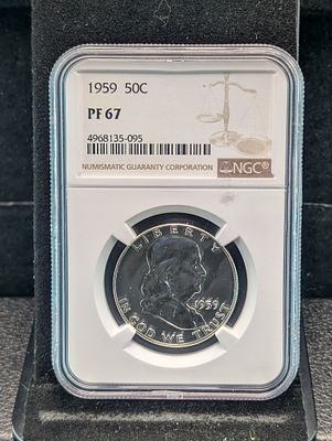 1959 Franklin Half Dollar, Graded By NGC PF 67 Condition PLEASE NOTE Some coins may have a 