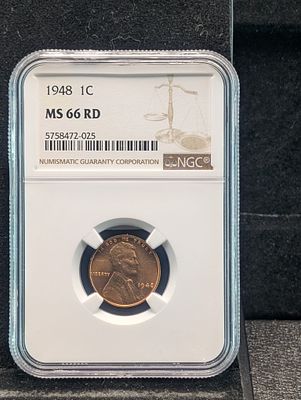 1948 Lincoln Wheat Cent - NGC MS66 RD Condition PLEASE NOTE Some coins may have a grade on the 