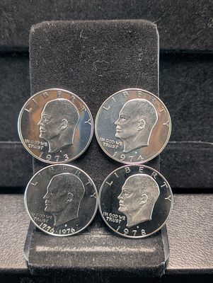 1973-S, 1974-S, 1976-S Bicentennial, & 1978-S PROOF Eisenhower Dollars. 1973-S, 1974-S, 1976-S 
