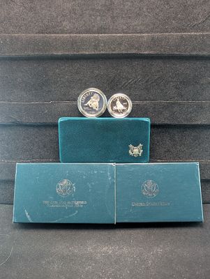 1995-S PROOF Civil War Battlefield Commemorative 90% Silver Dollar & Half Dollar 2-Coin Set in OGP. 