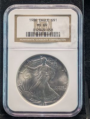 1986 American Silver Eagle - NGC MS69 - One Troy Ounce .999 Fine Silver Condition PLEASE NOTE 