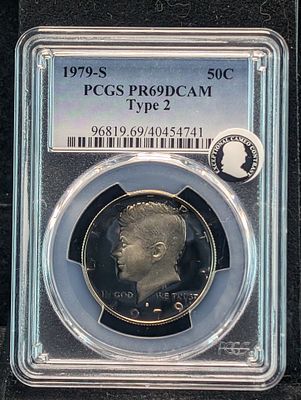 1979-S PROOF Type 2 Kennedy Half Dollar - PCGS PR69 DCAM Condition PLEASE NOTE Some coins may 
