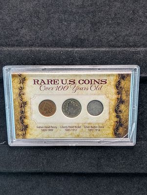 Rare U.S. Coins Over 100 Years Old Collection in Display w/ COA - 1902 Indian Head Cent, 1907 