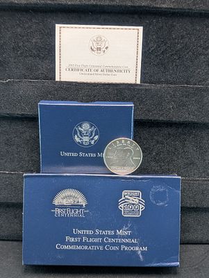 2003-P UNC First Flight Centennial Commemorative 90% Silver Dollar in OGP w/ 