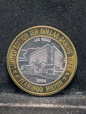 Limited Edition .999 FINE SILVER CENTER Flamingo Hilton Casino $10 Gaming 