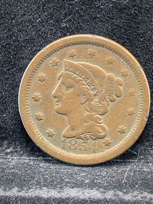 MINT ERROR! 1854 Braided Hair Large Cent w/ Rotated Dies Condition PLEASE NOTE Some coins may 