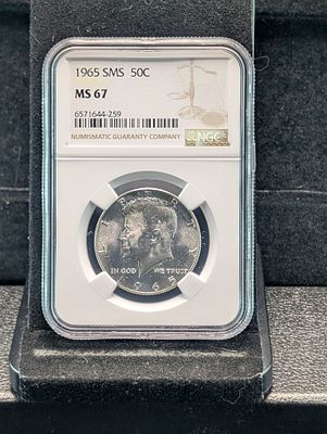 1965 SMS Kennedy 90% Silver Half Dollar - NGC MS67 Condition PLEASE NOTE Some coins may have a 