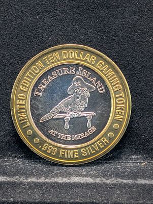 Limited Edition .999 FINE SILVER CENTER Treasure Island Casino $10 Gaming 