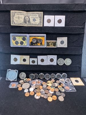LARGE!! Grab Bag of Various Vintage U.S. Coins, Currency Notes & Tokens - Includes 4 PCS of 