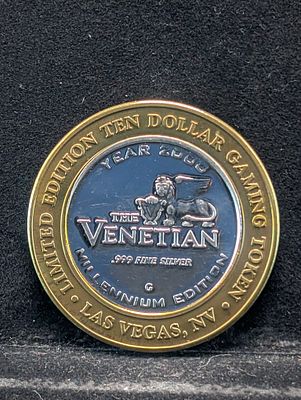 Limited Edition .999 FINE SILVER CENTER Venetian Casino $10 Gaming Token Condition PLEASE NOTE 
