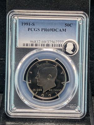 1991-S PROOF Kennedy Half Dollar - PCGS PR69 DCAM Condition PLEASE NOTE Some coins may have a 