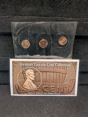 Abraham Lincoln Shield Cent Collection - 2022-P&D and S-PROOF. Abraham Lincoln Shield Cent 