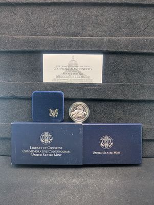 2000-P PROOF Library of Congress Commemorative 90% Silver Dollar in OGP w/ COA Condition PLEASE 