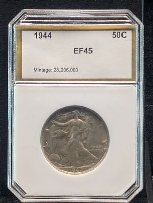 1944 Walking Liberty Silver Half Dollar - PCI Cert. EF45 Condition PLEASE NOTE Some coins may 