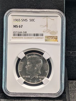 1965 SMS Kennedy 40% Silver Half Dollar - NGC MS67 Condition PLEASE NOTE Some coins may have a 